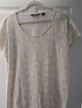 LANDS' END Short Sleeve Ree With Palm Design.  Size Large (14-16)
